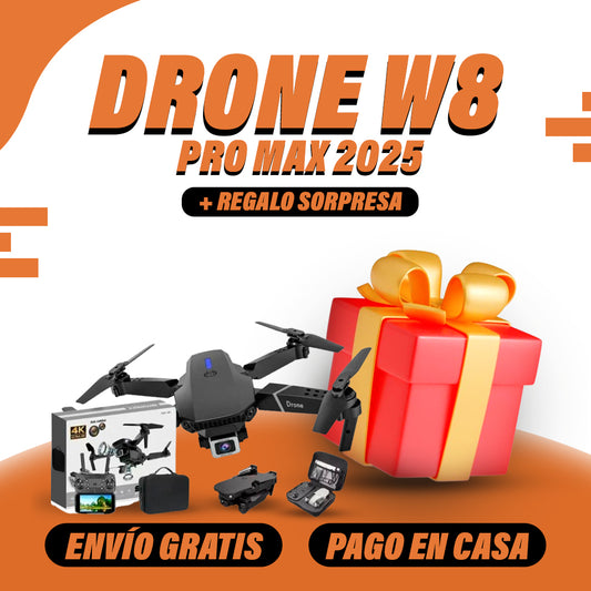 NUEVO DRONE  W8 PRO MAX 2025 CON INTELIGENCIA ARTIFICIAL + 2 BATERIAS ADICIONALES y ESTUCHE DE REGALO